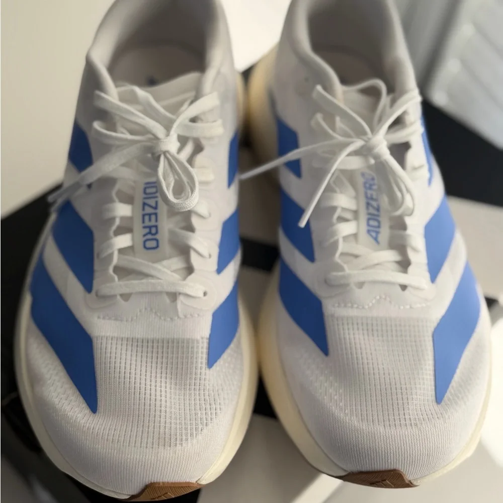 Adidas Adizero Evo SL White and Blue Running Shoes - Picture 5 of 6